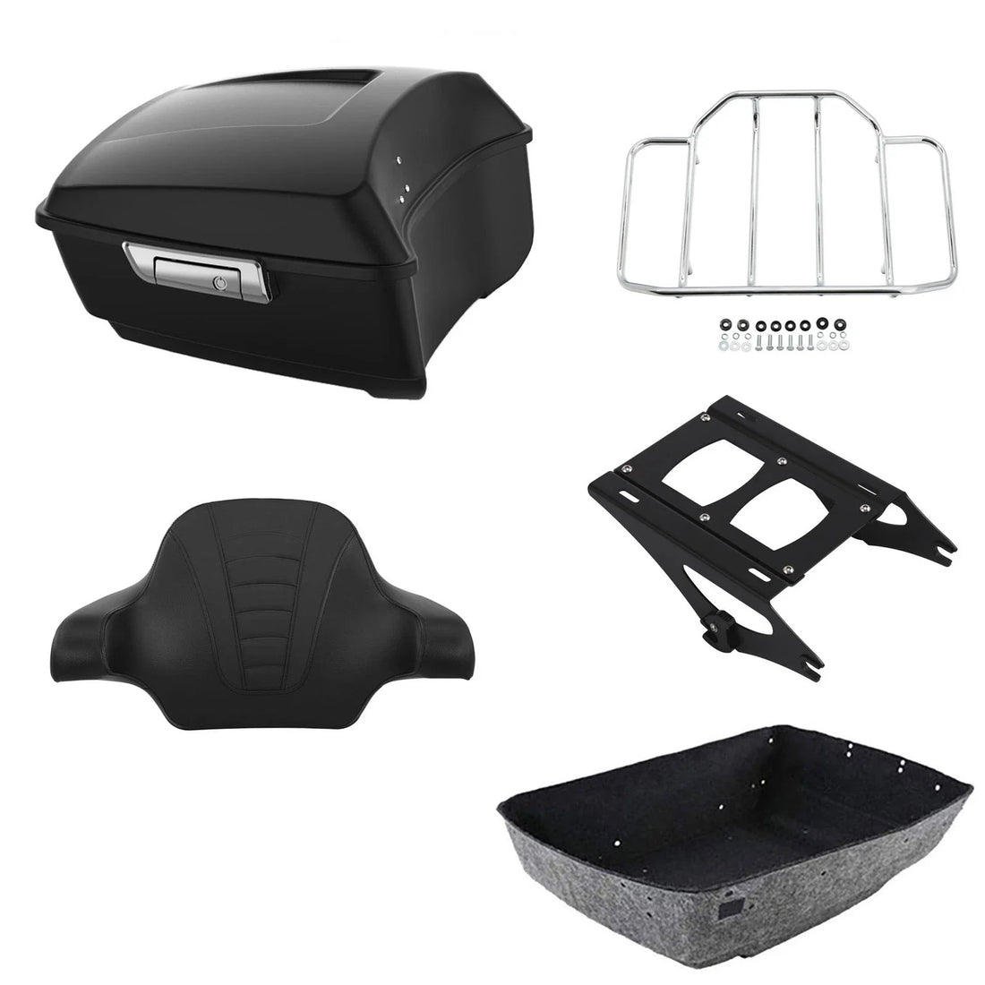 Matte Black King Trunk Backrest Rack Mount Fit For Harley Cvo Street Glide 14-26