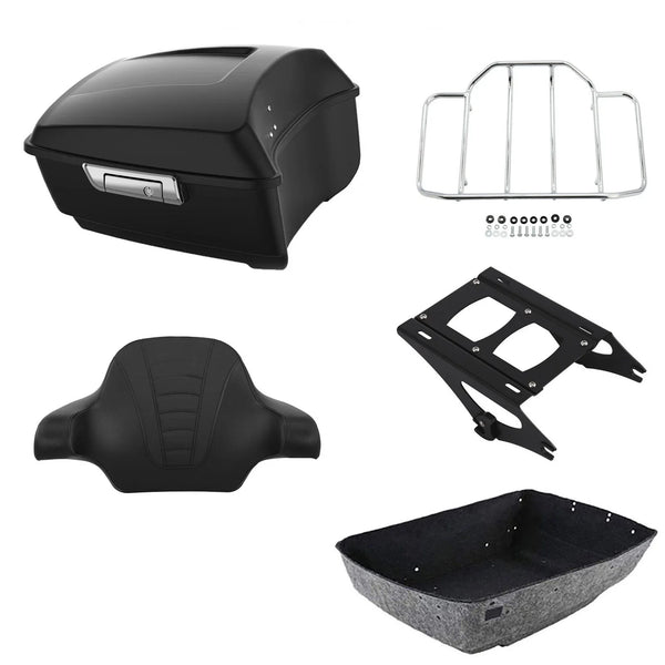 Matte Black King Trunk Backrest Rack Mount Fit For Harley Cvo Street Glide 14-26