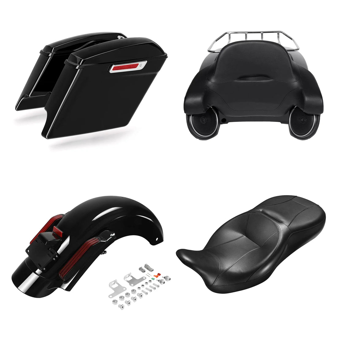 King Trunk Saddlebag Seat Rear Fender Fit For Harley Touring 14-Up