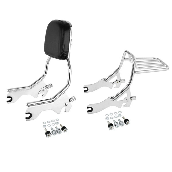 Chrome Sissy Bar Backrest Pad /Luggage Rack/Docking Fit For Harley Softail 18-25