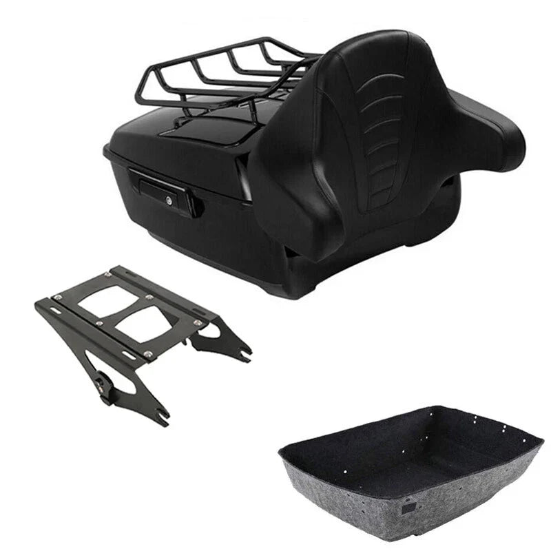 Black King Trunk Backrest Mount Rack Fit For Harley Road Street Glide 2014-2026