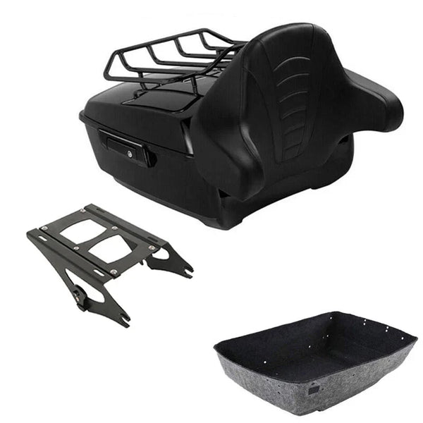 Black King Trunk Backrest Mount Rack Fit For Harley Road Street Glide 2014-2026