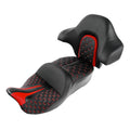 Black Red Driver Passenger Seat Backrest Pad Fit For Harley Electra Glide 14-23