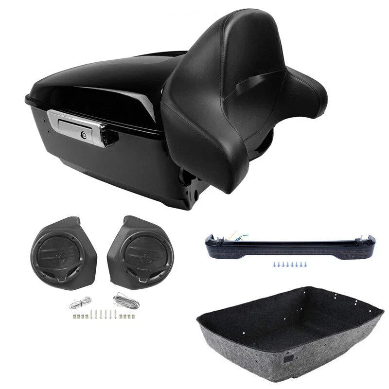 King Trunk Backrest Pad Speakers LED Light Fit For Harley Cvo Road Glide 14-2026