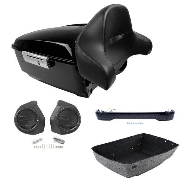 King Trunk Backrest Pad Speakers LED Light Fit For Harley Cvo Road Glide 14-2026