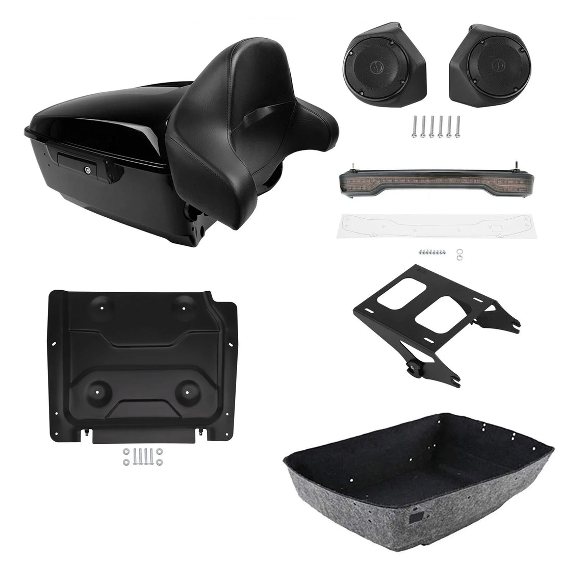 King Trunk Pad Mount Rack Speakers Light Plate Fit For Harley Road Glide 2014-26