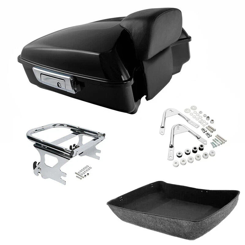 Black Chopped Trunk Backrest Mount Docking Kit Fit For Harley Touring 97-08
