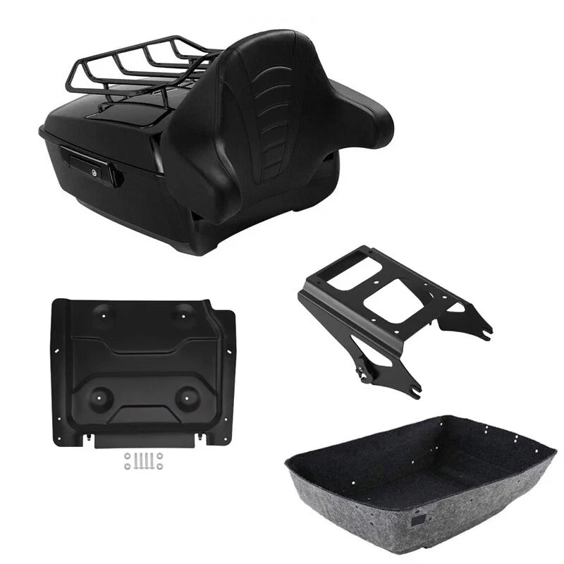 King Trunk Backrest Pad Mount Rack Plate Fit For Harley Touring Glide 09-13