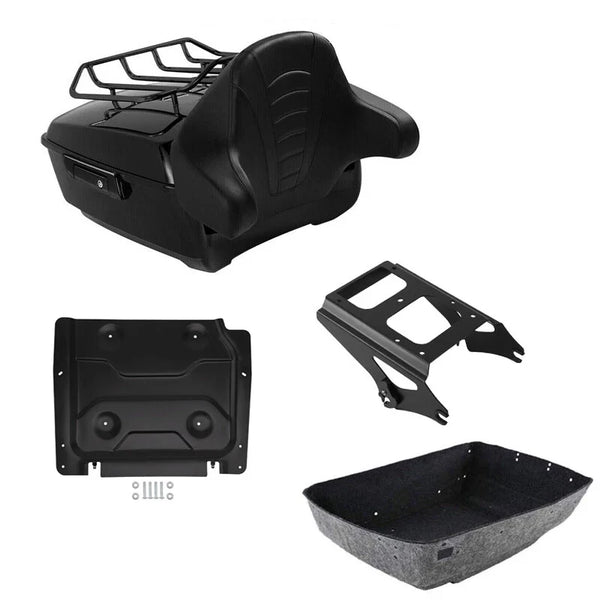 King Trunk Backrest Pad Mount Rack Plate Fit For Harley Touring Glide 09-13