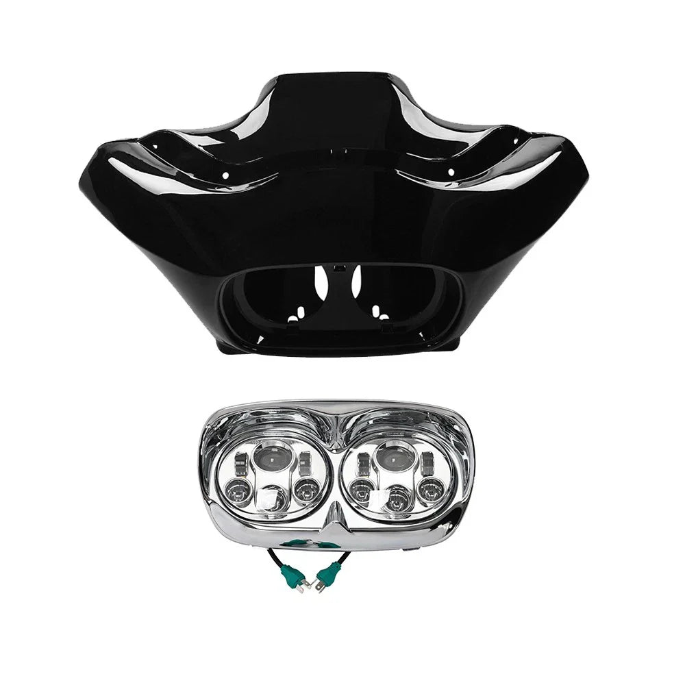 Front Fairings Cowl + Chrome LED Headlight Fit For Harley Road Glide 1998-2013