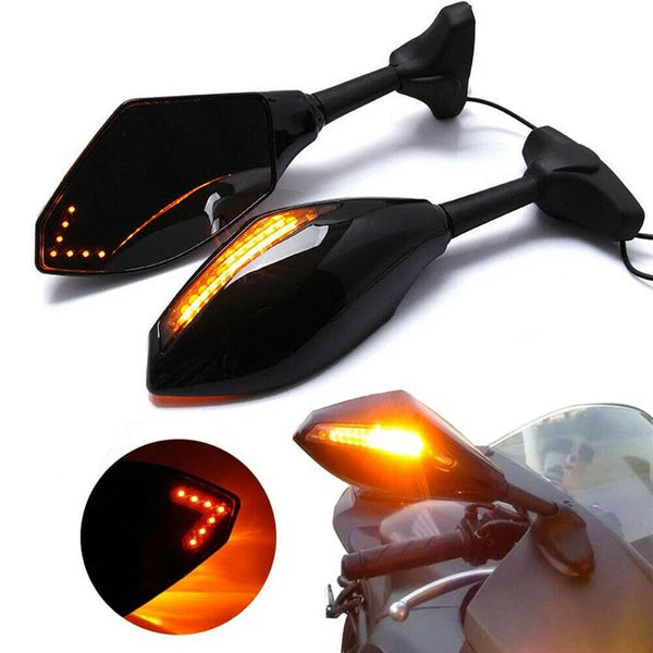 Rearview Mirrors & Turn Signal LED For Kawasaki Ninja 300R 400R 500R 650R Smoke
