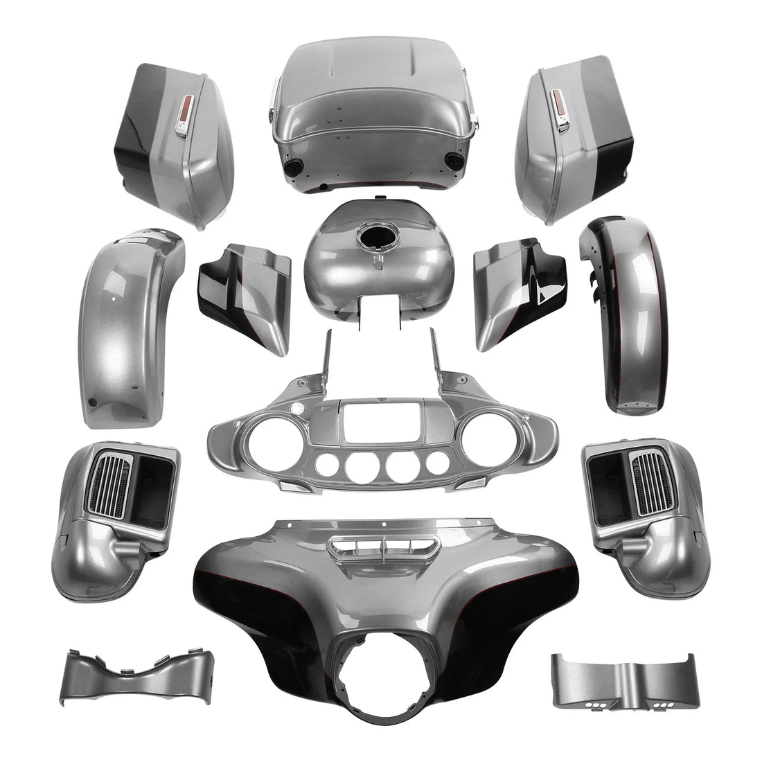 Fairings Bodywork Fit For Harley Electra Glide 14-24 Billet Silver / Vivid Black