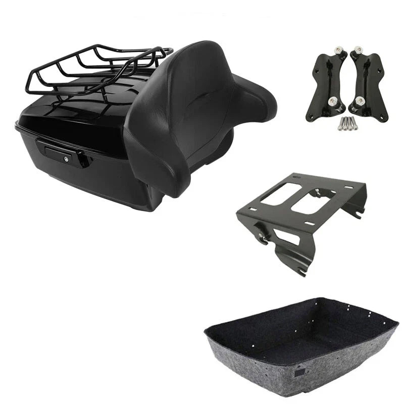 King Trunk Pad Backrest Solo Mount Rack Docking Kit Fit For Harley Touring 14-26