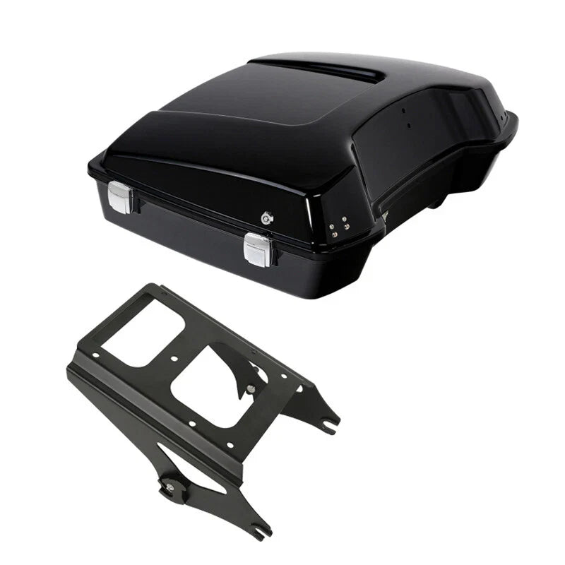Black Razor Trunk w/ Two Up Mounting Rack Fit For Harley Touring 09-13