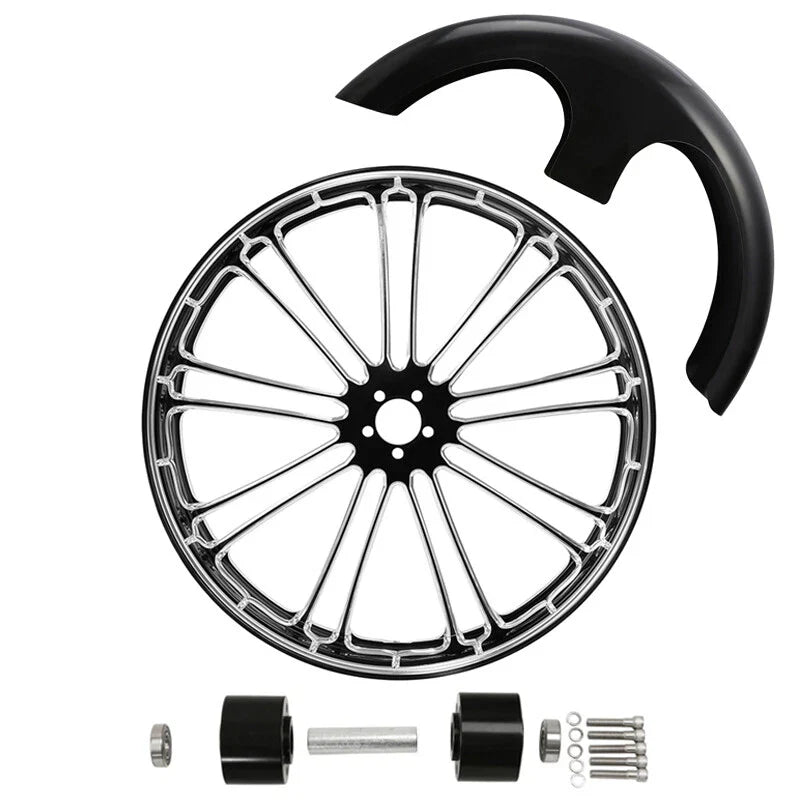 30" Front Wheel Rim & Dual Disc Hub Fender Fit For Harley Road King 2008-2024 23