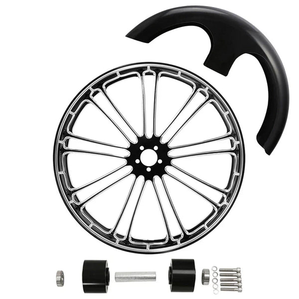 30" Front Wheel Rim & Dual Disc Hub Fender Fit For Harley Road King 2008-2024 23