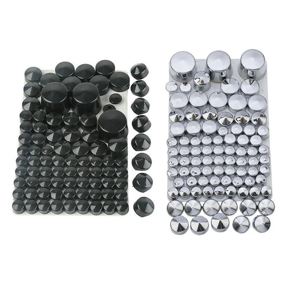 87PCS Bolt Topper Caps Cover Fit For Harley Softail Twin Cam 84-06 Chrome/Black