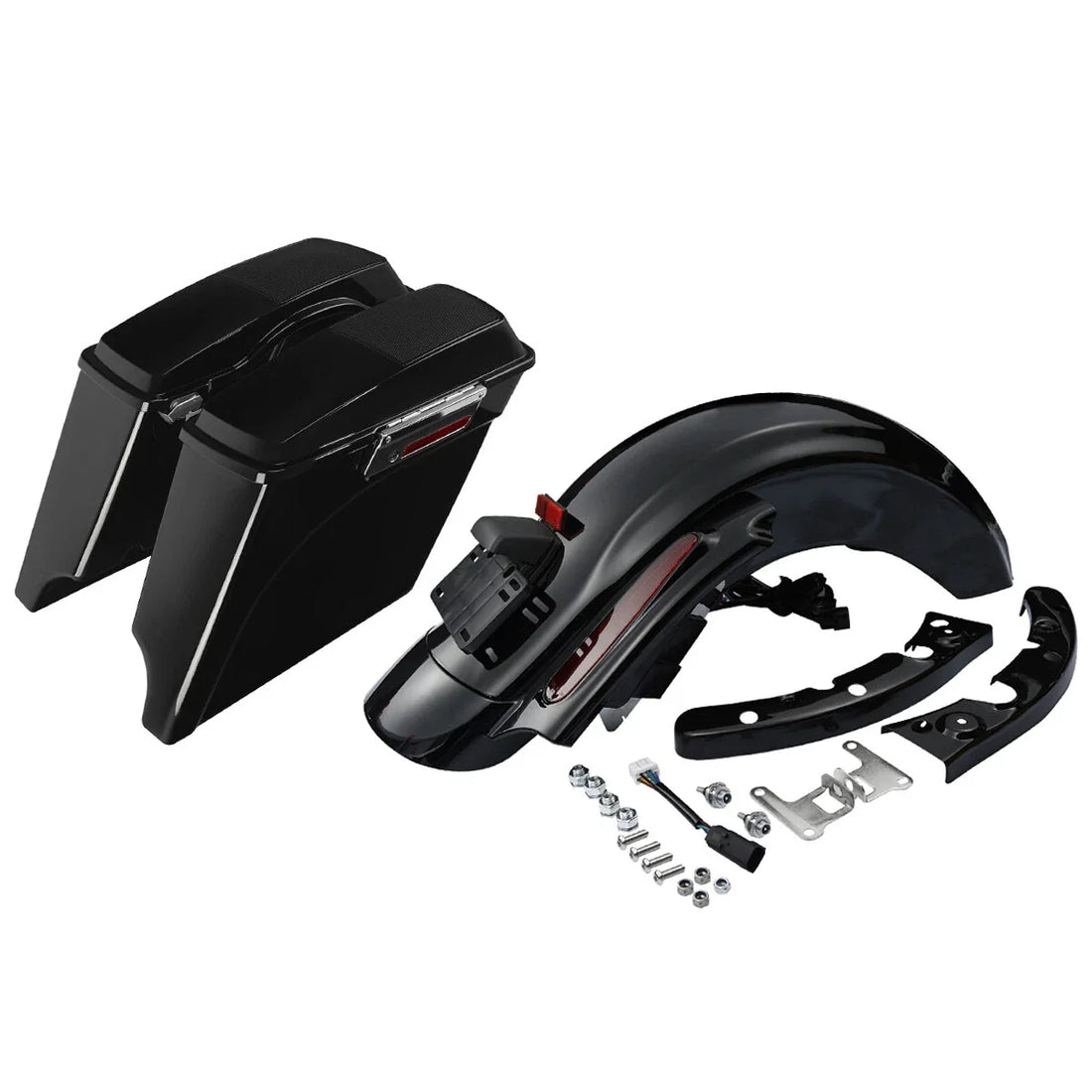 5" Stretched Hard Saddlebags Rear Fender System Fit For Harley Road King 09-2013