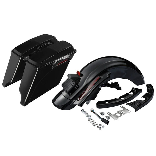 5" Stretched Hard Saddlebags Rear Fender System Fit For Harley Road King 09-2013