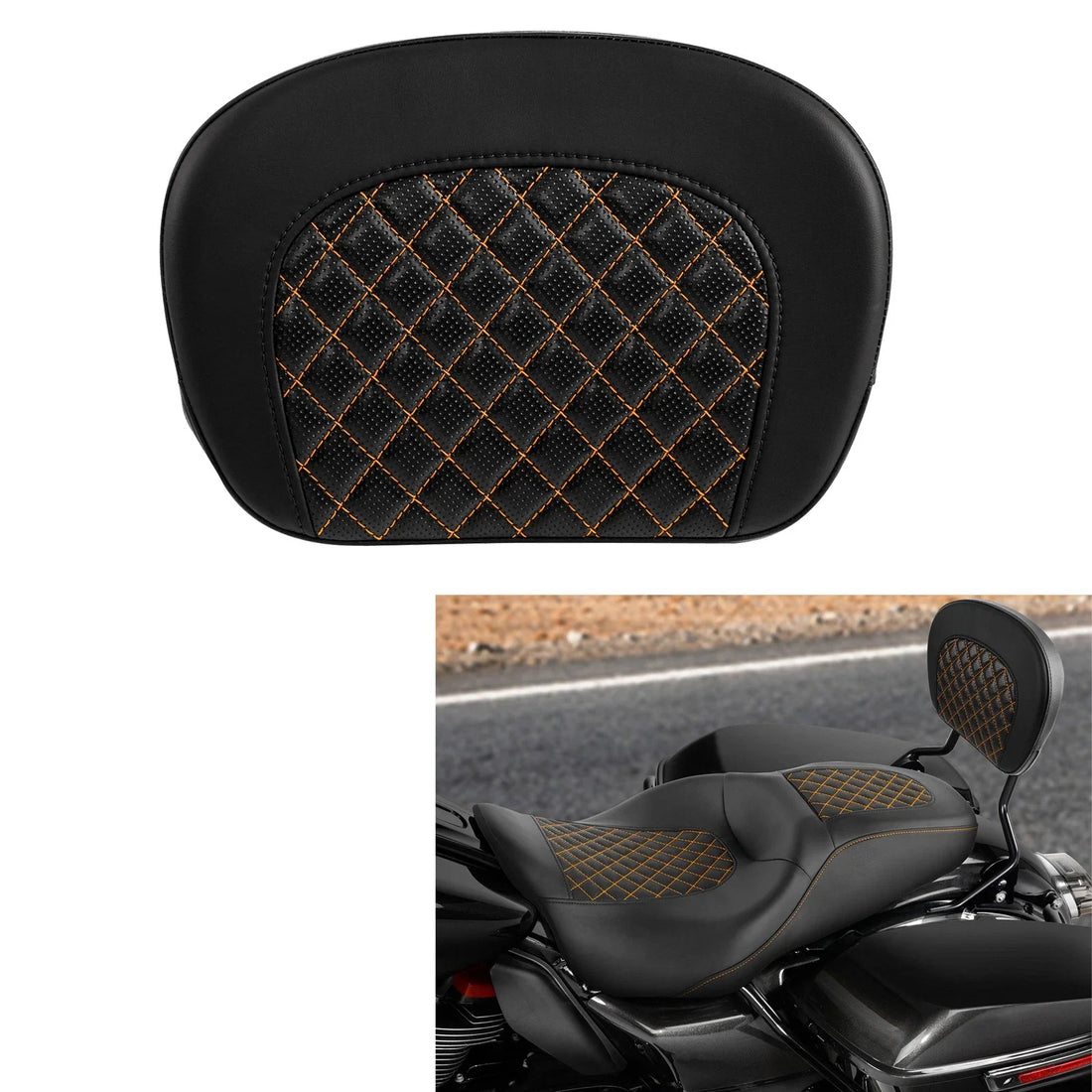 Orange Stitch Sissy Bar Pad Fit For Harley Street Road Glide 1994-2023
