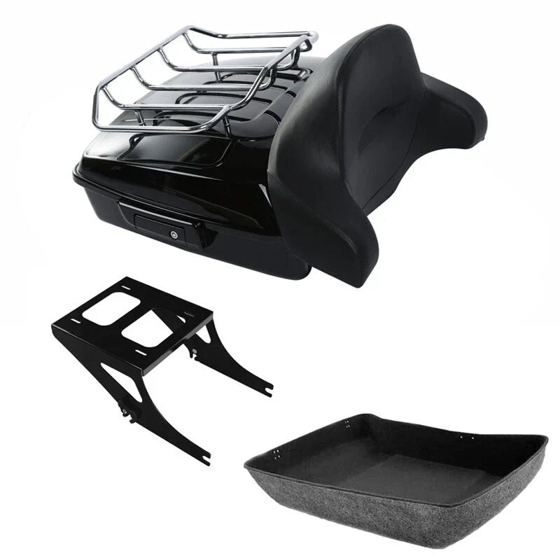 Chopped Trunk Backrest Mount Rack Fit For Harley Fat Boy 2008-2017