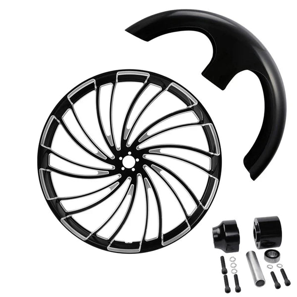 30" Front Wheel Rim Hub Single Disc Fender Fit For Harley Road King Glide 08-Up