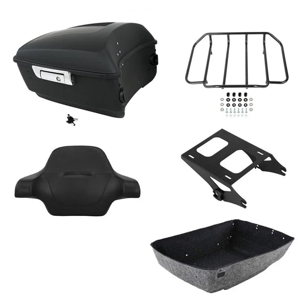Matte Black King Trunk Pad Rack Mount Fit For Harley Touring Road Glide 2014-26