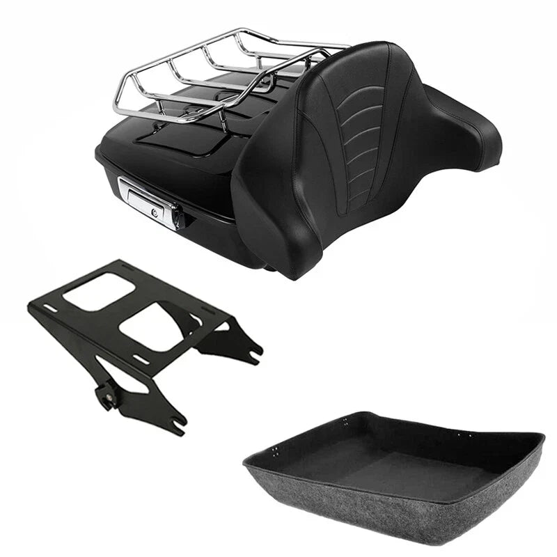 Chopped Trunk Backrest 2-Up Mount Rack Fit For Harley Touring Road Glide 2014-26