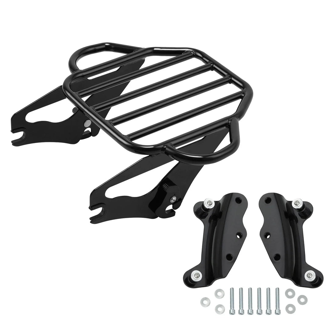 Black Two-Up Luggage Rack 4 Point Docking Kit Fit For Harley Electra Glide 09-13