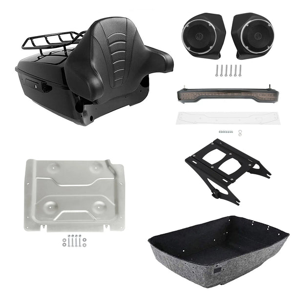 King Trunk Pad Mount Rack Tail Light Speakers Plate Fit For Harley Touring 14-26