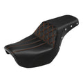 Black+Orange Driver Passenger Seat Fit For Harley Dyna Fat Bob Low Rider 06-17