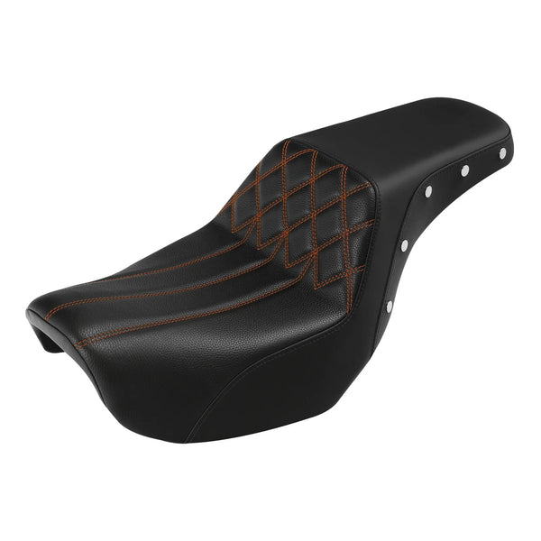 Black+Orange Driver Passenger Seat Fit For Harley Dyna Fat Bob Low Rider 06-17