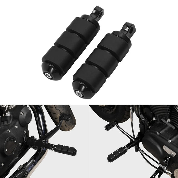Black Anti Vibration Rubber Footpegs Fit For Harley Softail Fxst Dyna Low Rider