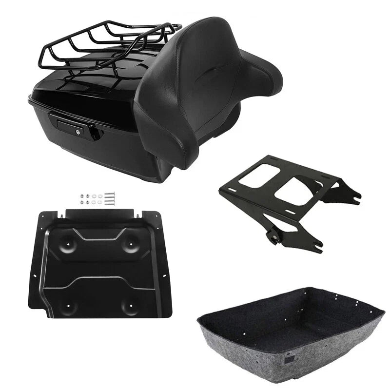 Black King Trunk Backrest Mount Rack Plate Fit For Harley Street Glide 2014-2026