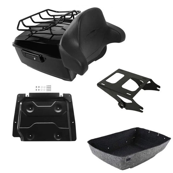 Black King Trunk Backrest Mount Rack Plate Fit For Harley Street Glide 2014-2026