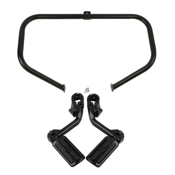 Black Engine Guard Highway Crash Bar Footpegs Fit For Harley Road King 1997-2008