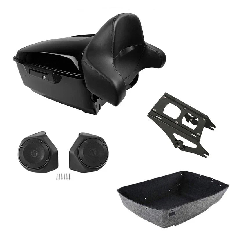 King Trunk Luggage Mount Rack Speakers Backrest Fit For Harley Touring 2014-2026