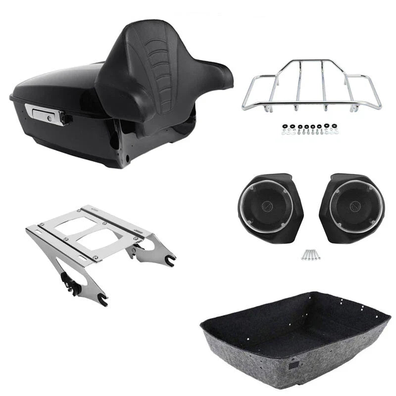 King Trunk Backrest Speakers Mount Rack Fit For Harley Electra Glide 14-Up
