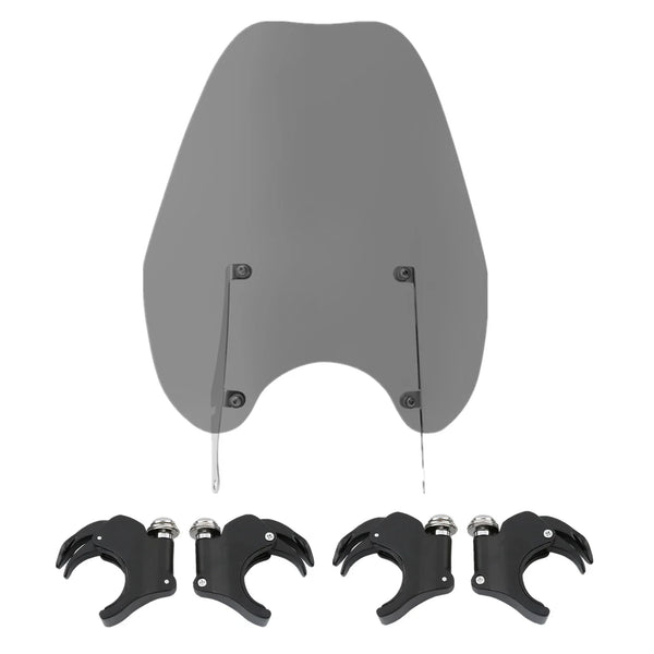 Smoke Windshield Windscreen & 49mm Clamps Fit For Harley Dyna Street Bob 06-17
