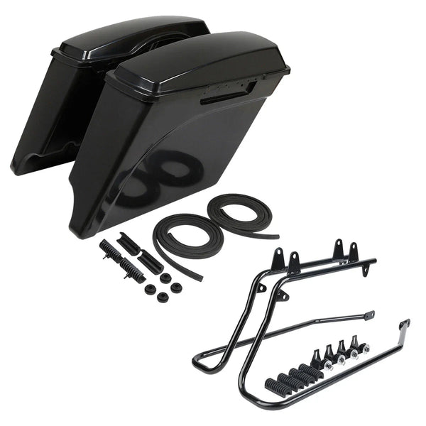Unpainted 5" Stretched Saddlebag Conversion Bracket Fit For Harley Softail 86-17