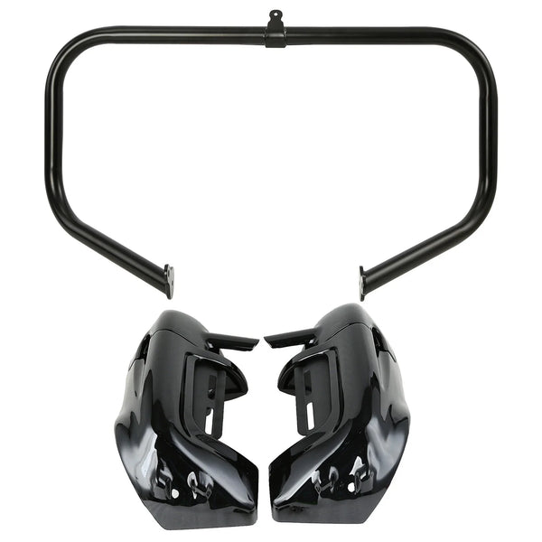 Black Lower Vented Leg Fairing & Guard Bar Fit For Harley Road King Glide 09-13