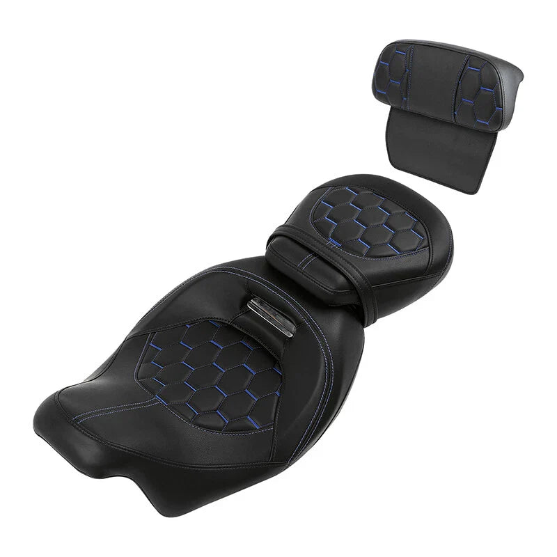 2-Up Driver Passenger Seat & Backrest Fit For Harley Touring Street Glide 14-23