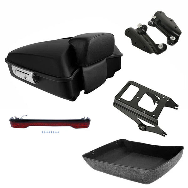 Chopped Trunk Pad Mount Rack Docking Light Fit For Harley Touring 2009-2013