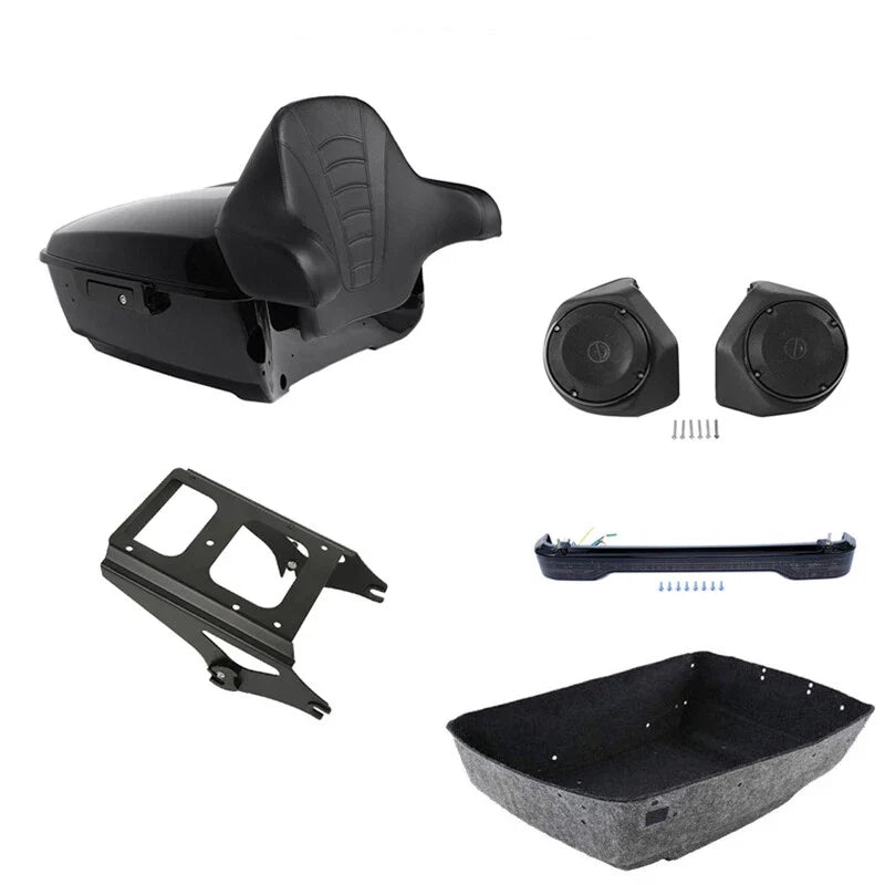 King Trunk Backrest Mount Speakers Light Fit For Harley Road Glide 09-2013
