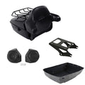 Black King Trunk Backrest Rack Speaker Mount Fit For Harley Touring Models 14-Up