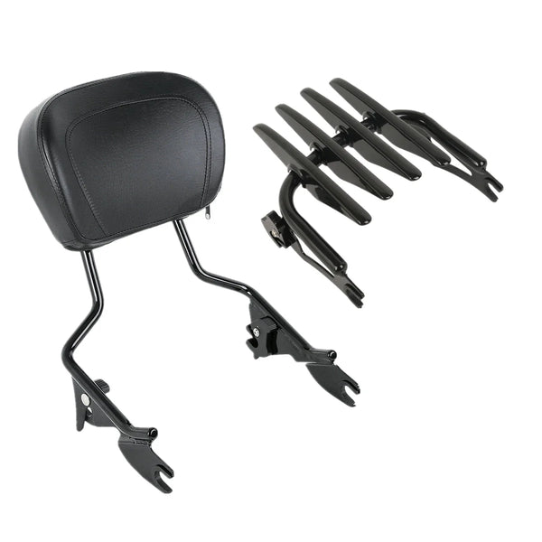 Black Sissy Bar Backrest Stealth Luggage Rack Fit For Harley Road King 2009-2025