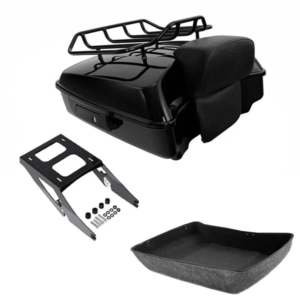 Black Chopped Trunk Backrest Rack Mount Fit For Harley Sport Glide 2018-21