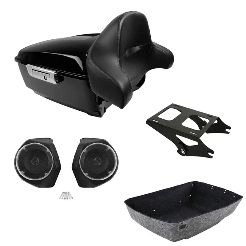 King Trunk Backrest Pad Speakers Mount Rack Fit For Harley Touring 2014-Up