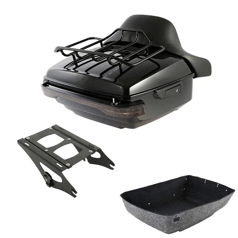 King Trunk Backrest Mount Rack Light Fit For Harley Cvo Street Road Glide 14-26