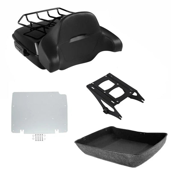Black Chopped Trunk Backrest Mount Rack Plate Fit For Harley Road Glide 2014-26